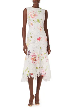 Floral Printed Lace Midi Dress