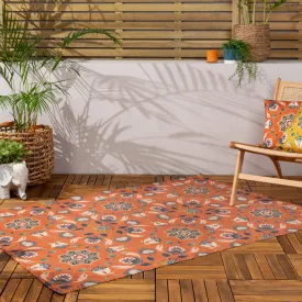 Folk Flora 120x170cm Outdoor Washable Rug Orange