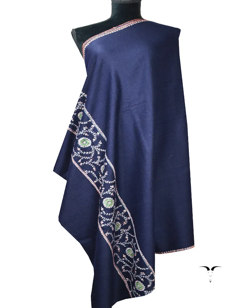 french navy blue embroidery pashmina shawl 8450