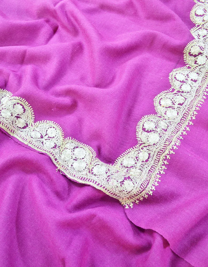 fuchsia tilla embroidery pashmina shawl 8461