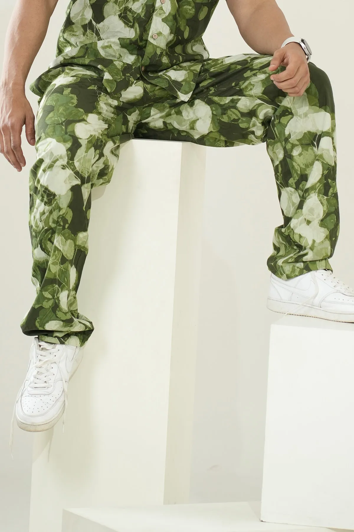 Green color with Leaves print coord set | Style Matters