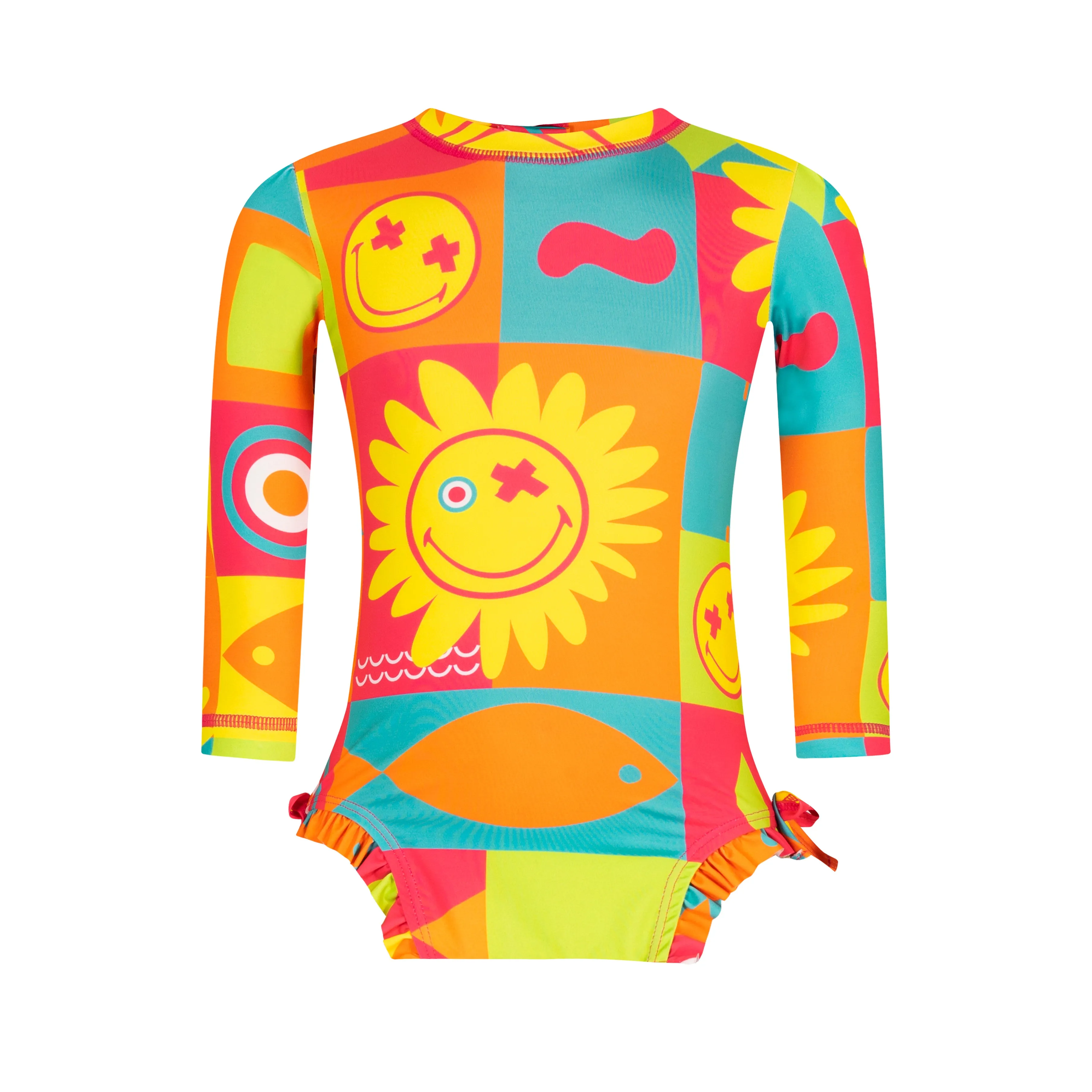 Happy Face Baby / Toddler Girls Long Sleeve One Piece Swimsuit