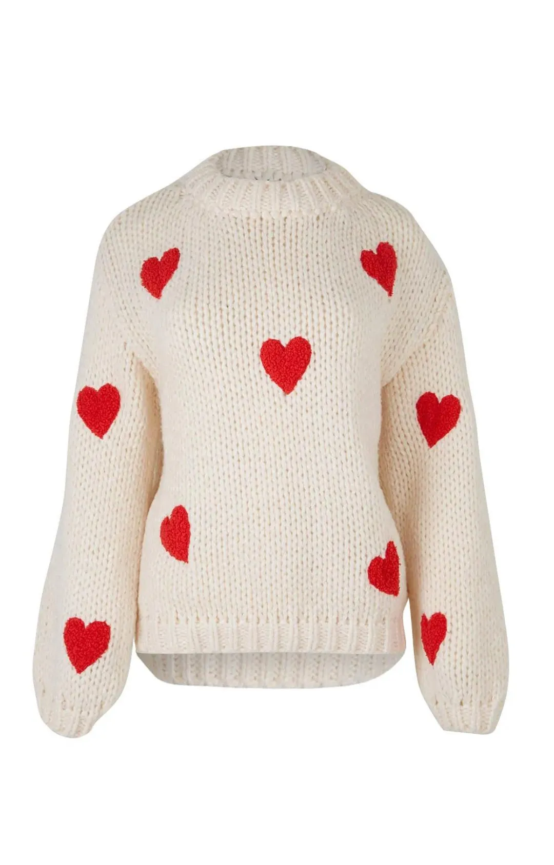 Heart on my Sleeve Knit - Off-White & Red