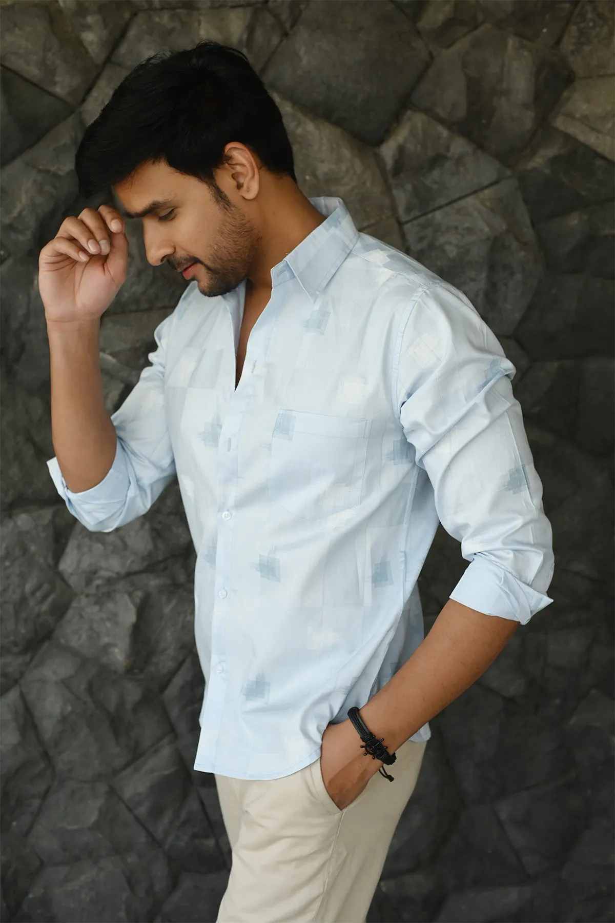 Ice Blue Super Premium Cotton Shirt, Full Sleeves | Style Matters