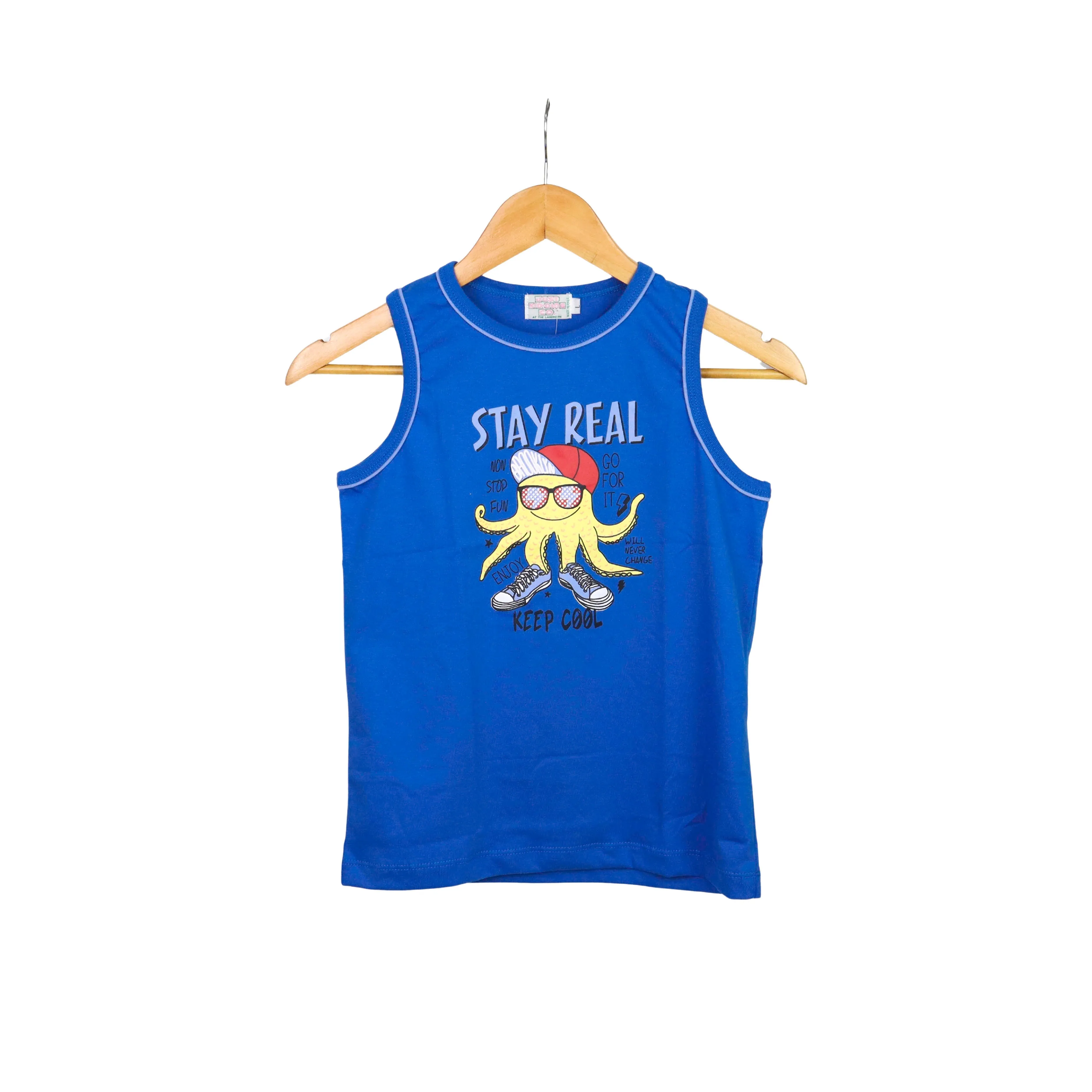 JKC Sando with Stay Real Keep Cool Spot Print - Blue