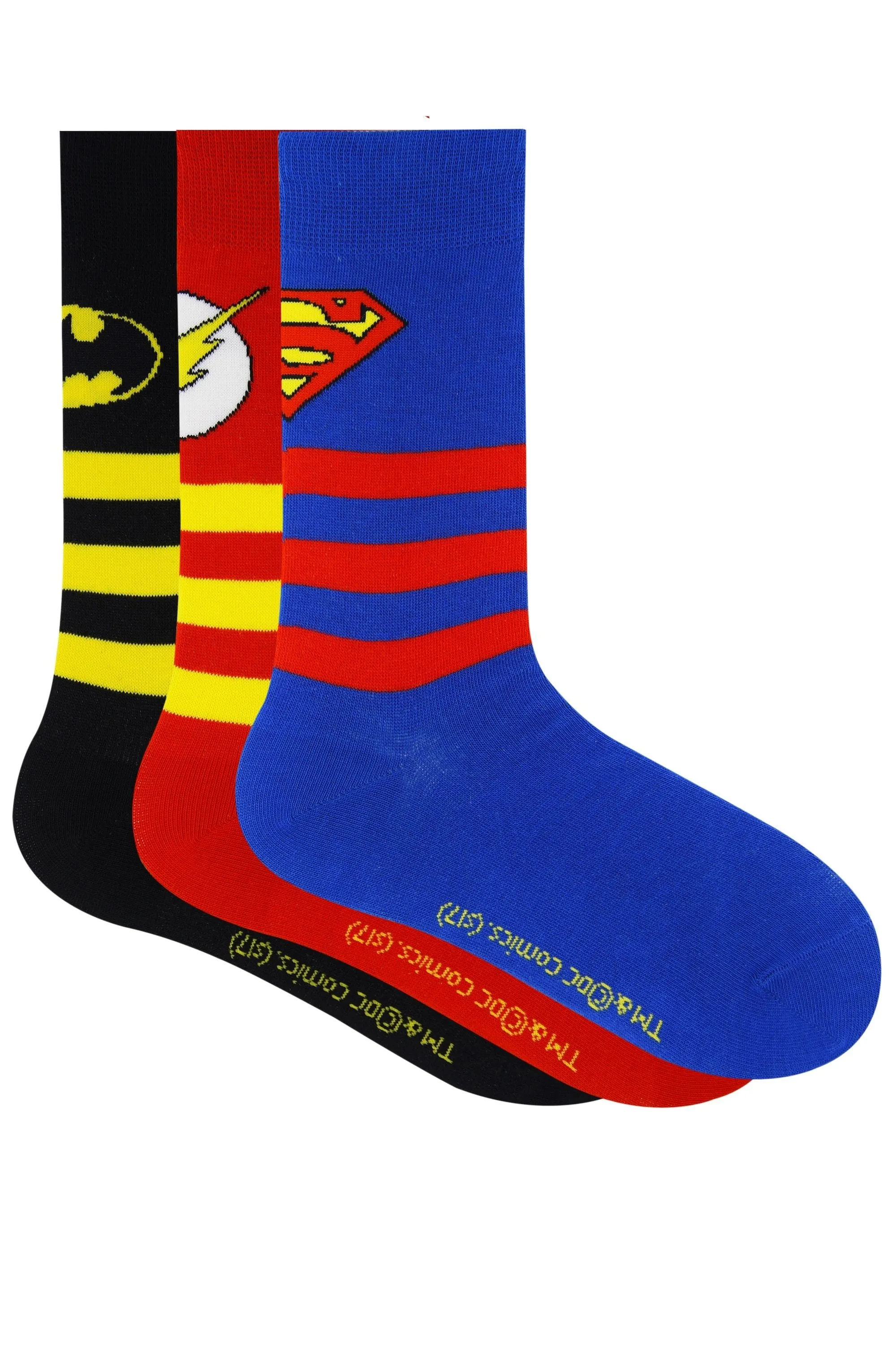 Justice League By Balenzia Crew Socks for Kids (Pack of 3 Pairs/1U)(4-6 YEARS)