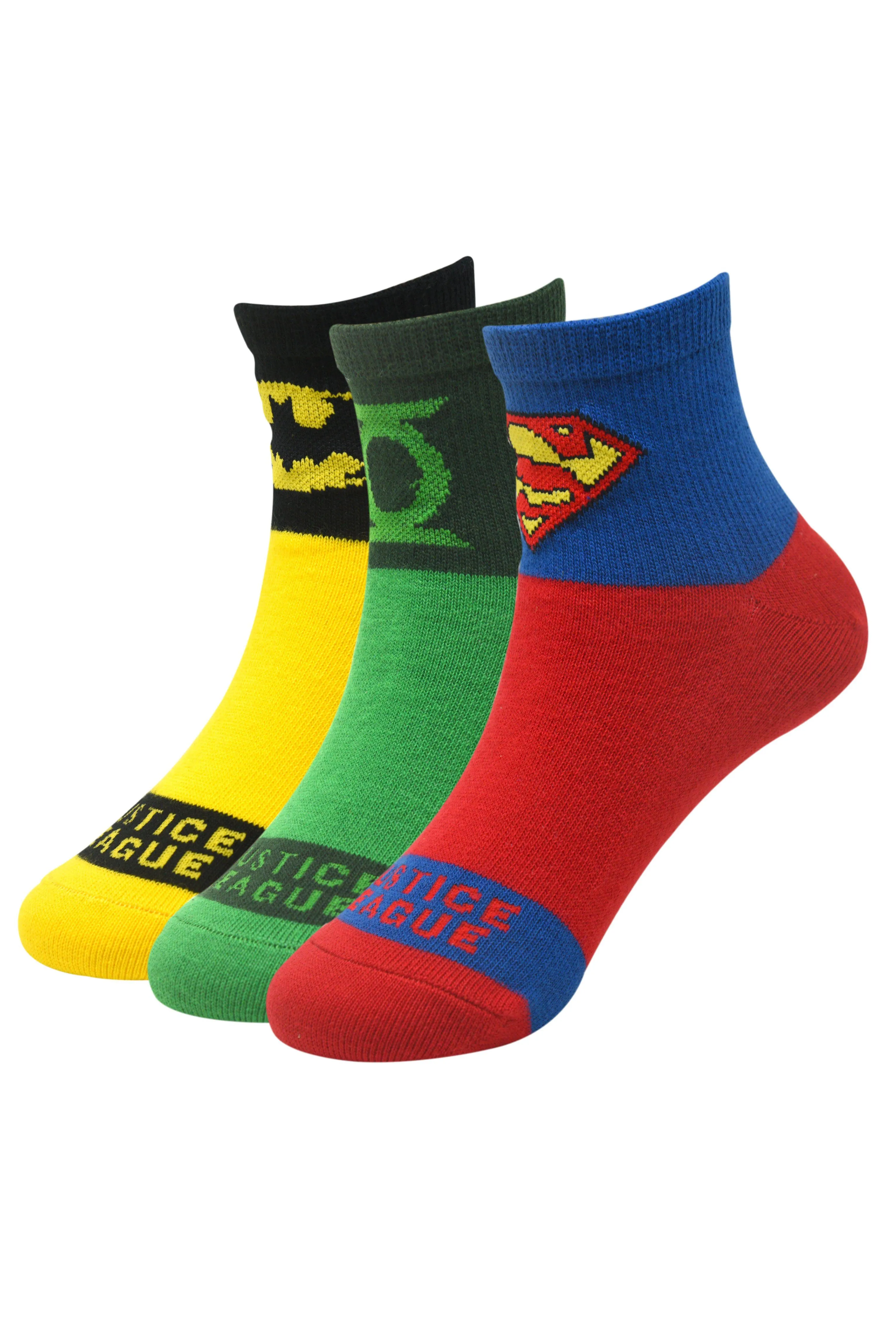 Justice League By Balenzia High Ankle Socks For Kids (Pack Of 3 Pairs/1U)(4-6 YEARS)