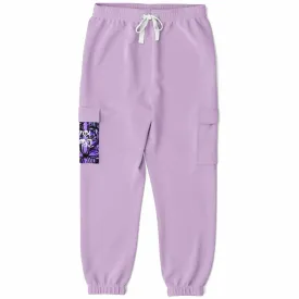 Lavender Lilac Print Recycled Polyester Cargo Sweatpants