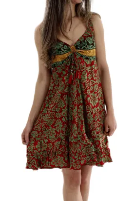 Long Flowy Floral "Daniela" Above knee dress in Red