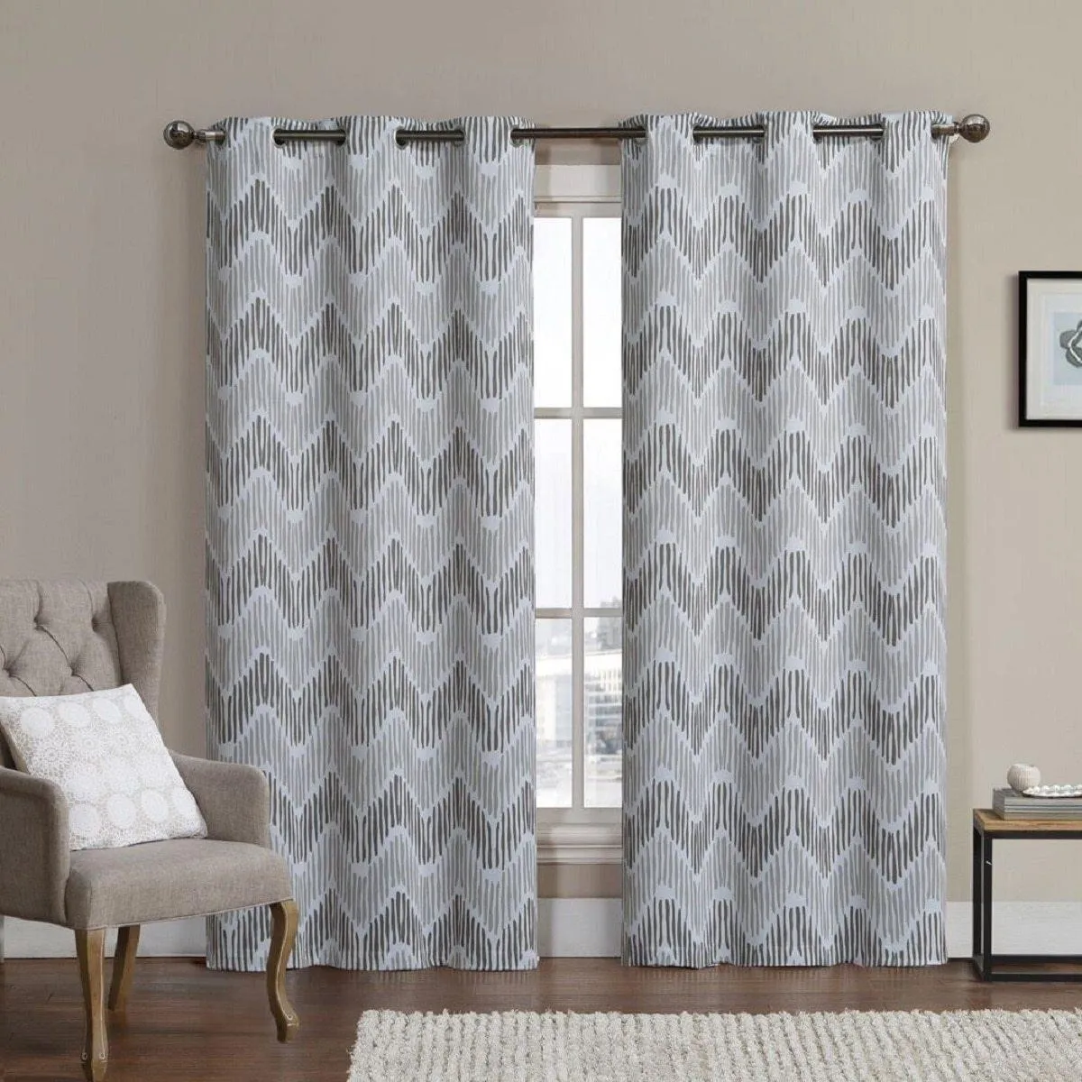 Marlie Intelligent design Blackout Weave Grommet Curtain Panels (Set of 2)