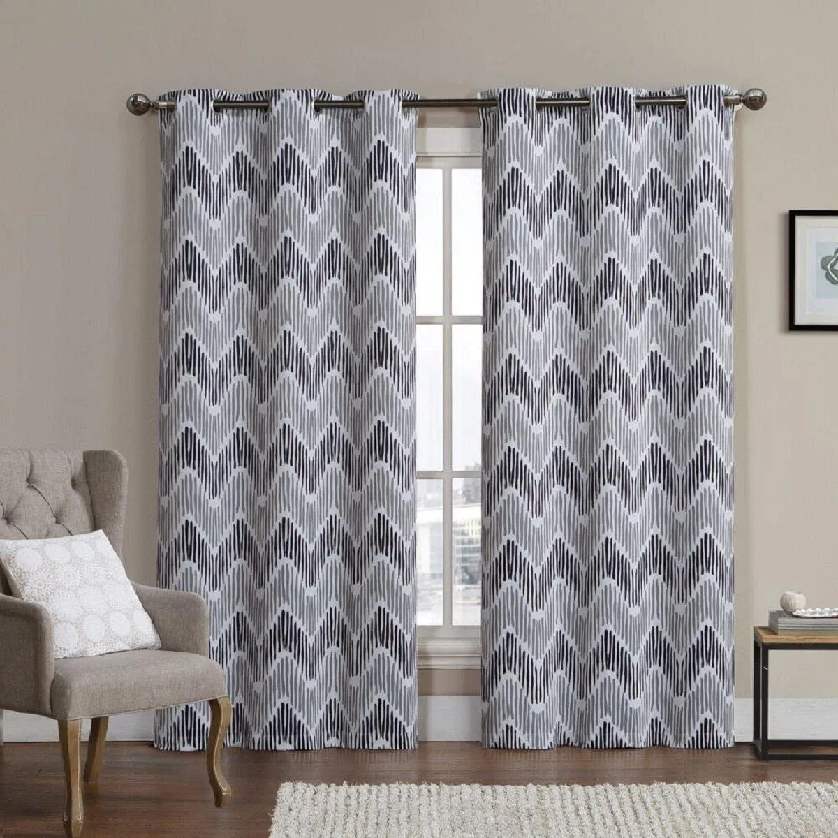 Marlie Intelligent design Blackout Weave Grommet Curtain Panels (Set of 2)