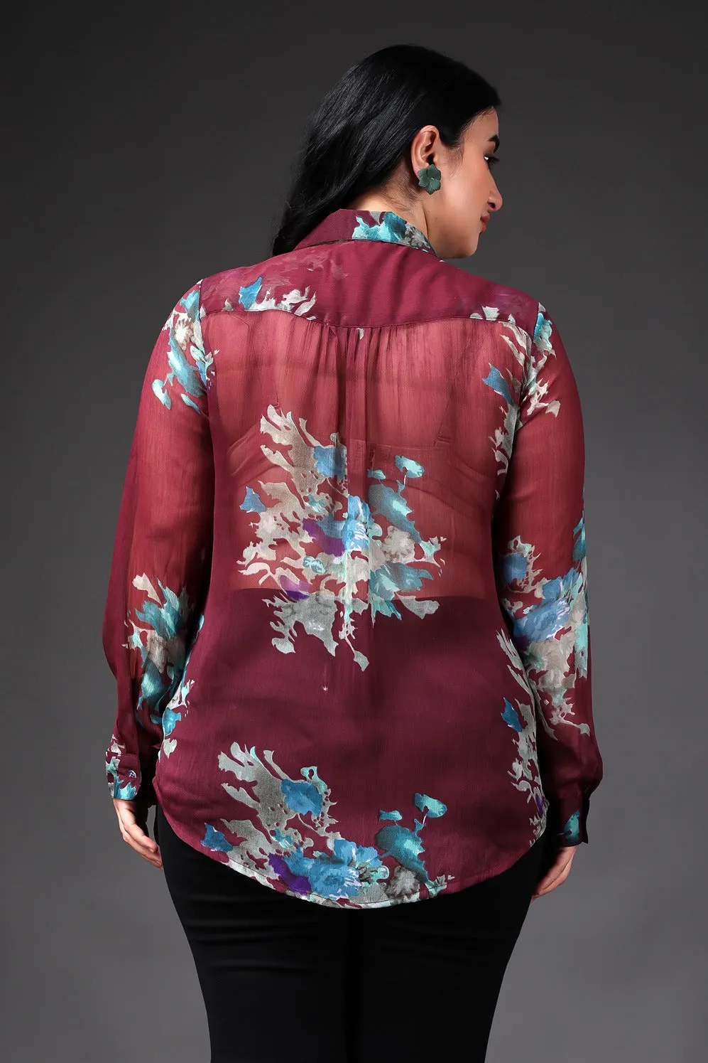 Maroon Floral Printed Shirt