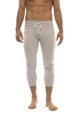 Mens 4/5 Zipper Pocket Capri Yoga Pants (Solid Heather Grey)