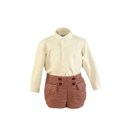 Miranda AW24 - Boys Red Check Shorts with Matching Cream Shirt 147-23