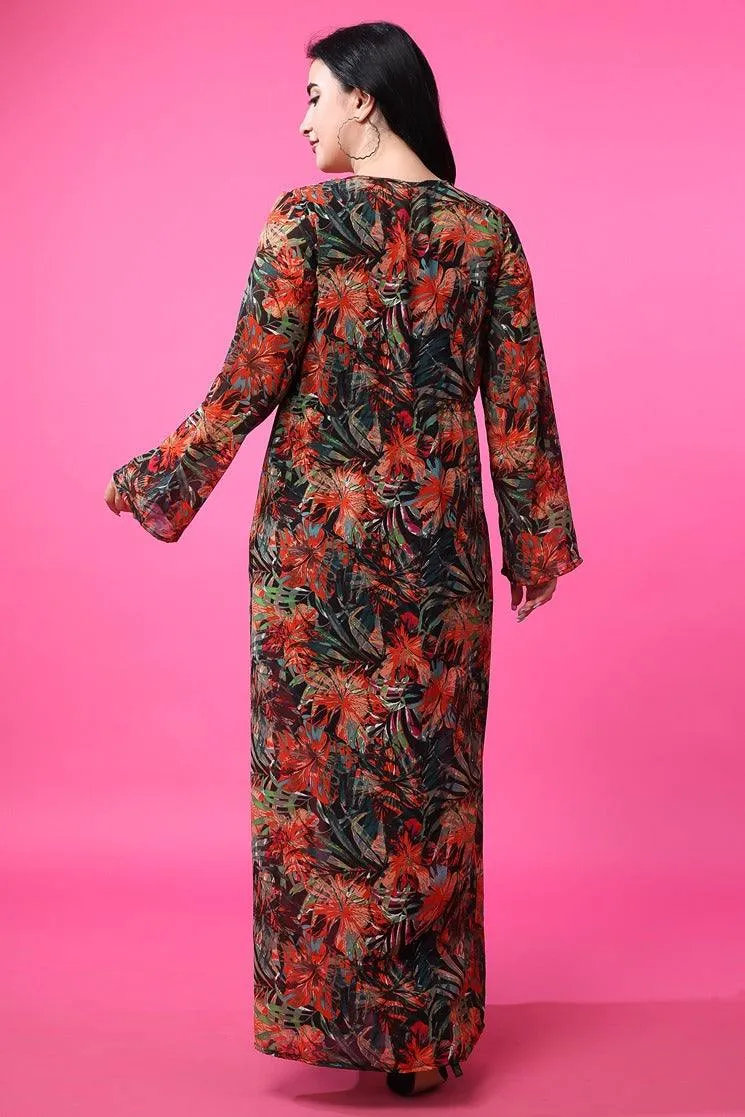 Multicolored Floral Printed Long Shrug