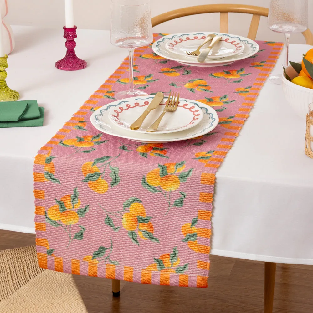 Oranges Indoor/Outdoor Table Runner Pink