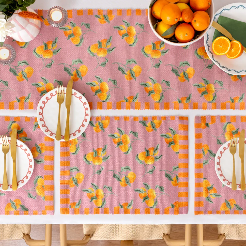 Oranges Indoor/Outdoor Table Runner Pink