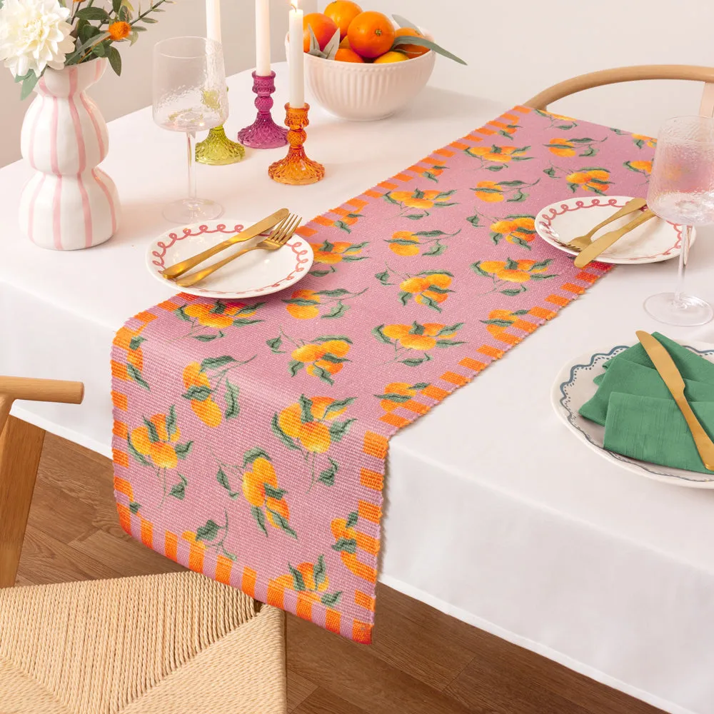 Oranges Indoor/Outdoor Table Runner Pink