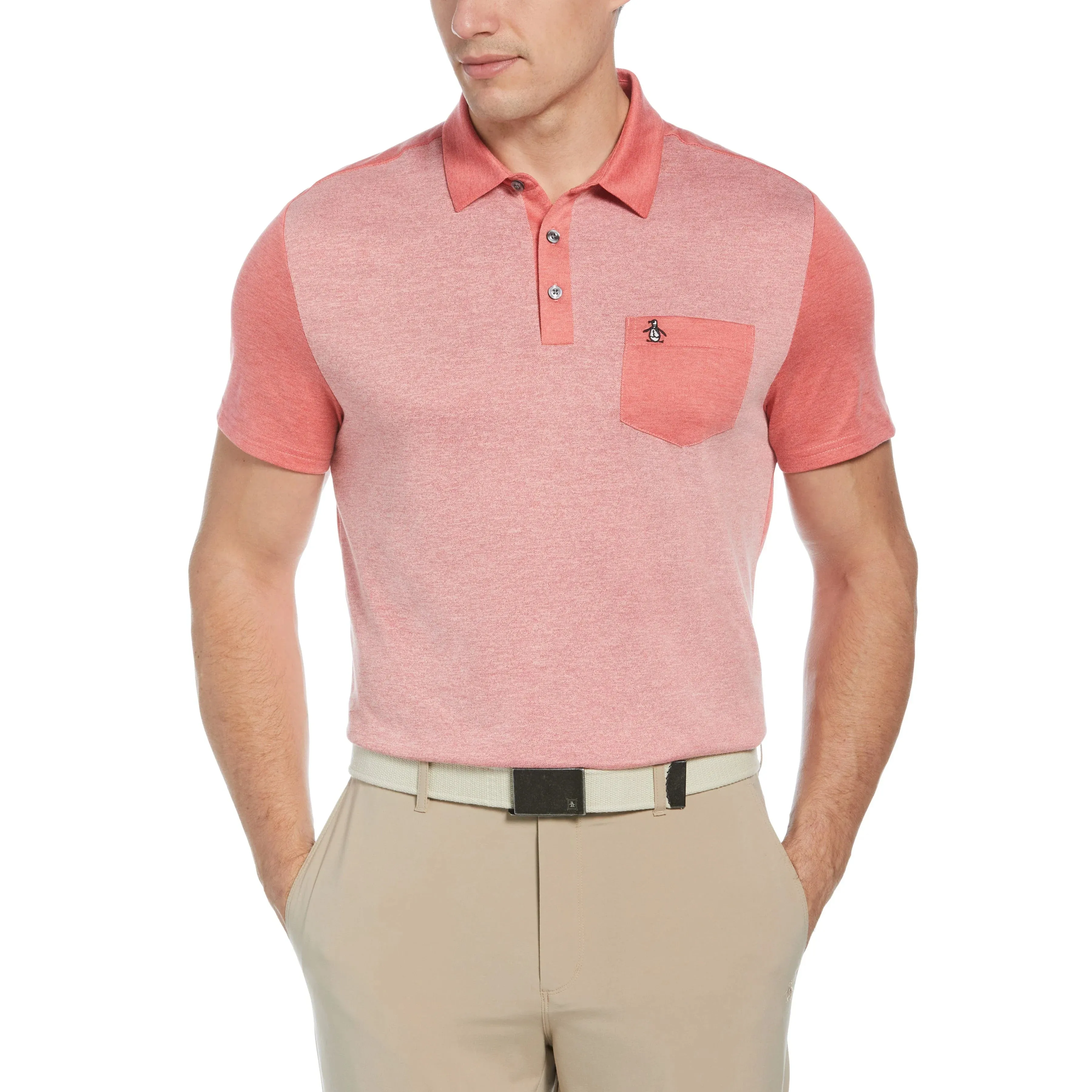 Original Penguin Mens Original Color Block Golf Polo - BITTERSWEET