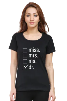 "DR" Printed Women's Round Neck Half Sleeve Classic | Comfortable & Timeless Elegance