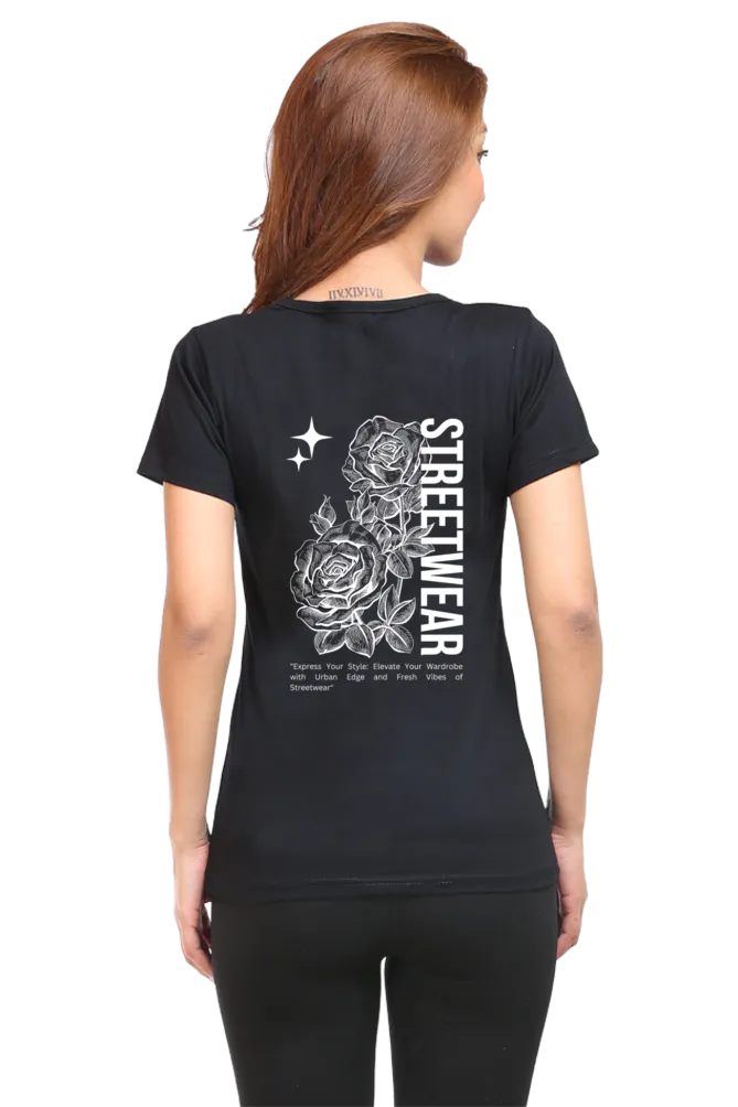 "Streetwear" Back Printed Women T-shirt | Stylish Women's Printed Tee | Comfortable Fit, Perfect for Everyday Wear and Gifting