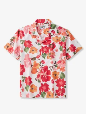 Resort Vibrant Floral Print Cotton Camp Shirt