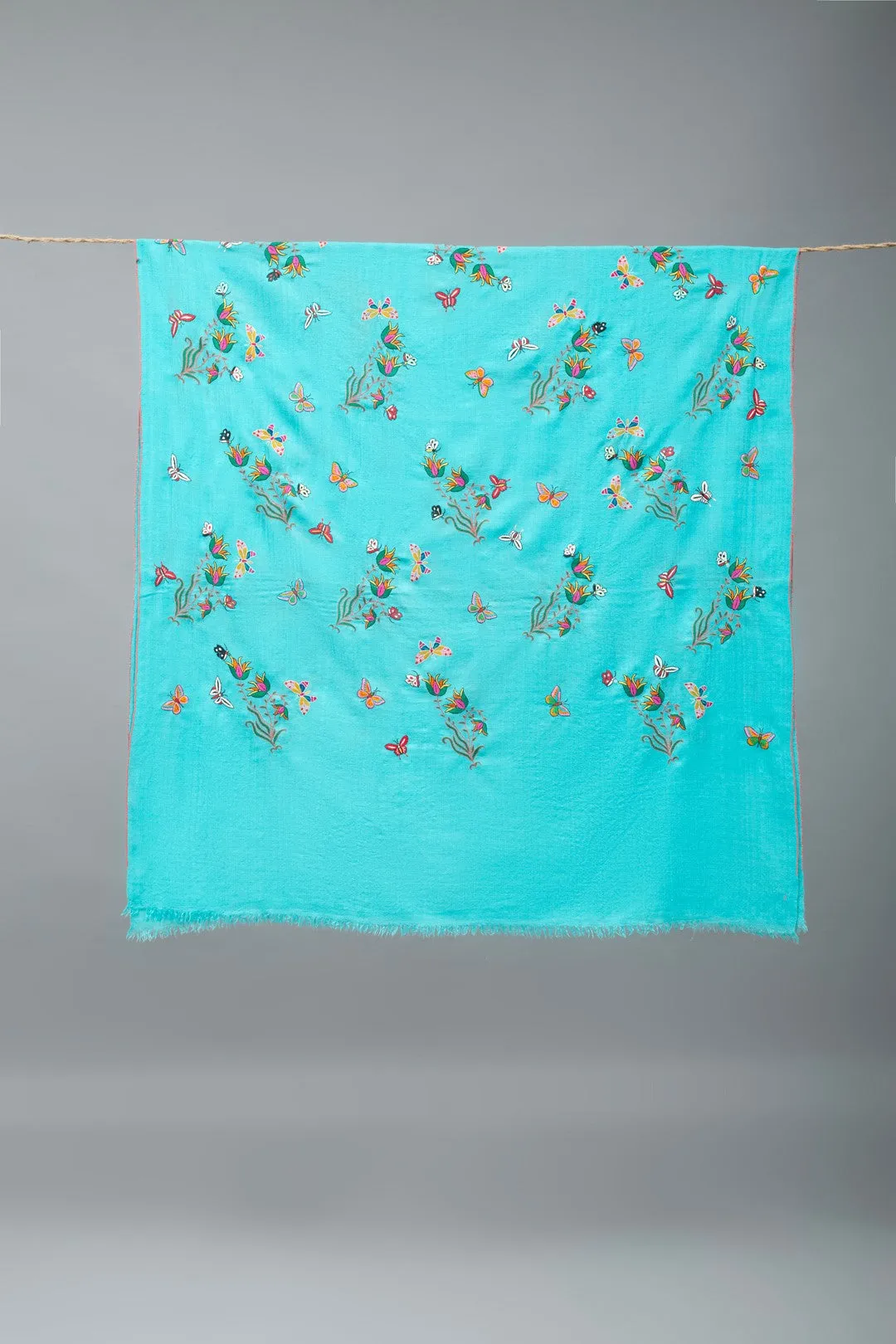 Sky Blue Butterfly and flowers shawl