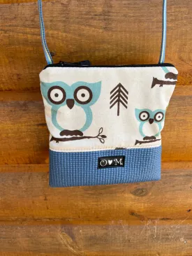 Stella Slate Blue Cross Body-Owl Print Fabric