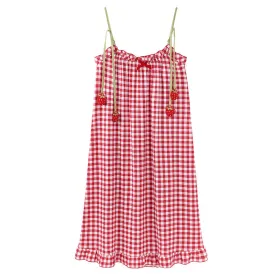 Strawberry Red Gingham Pajama Dress