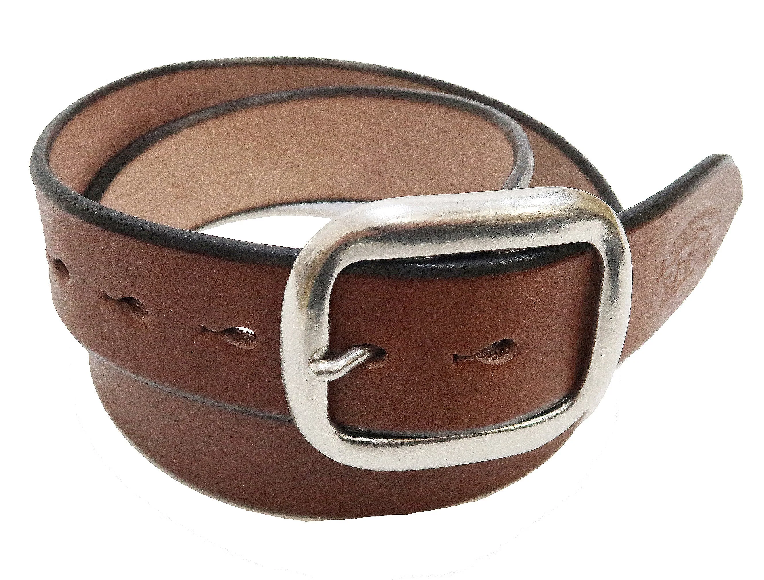 Studio D'artisan Leather Belt Men's Ccasual 38mm Wide/5mm Bend Leather with Thick Oval Buckle B-81 Brown