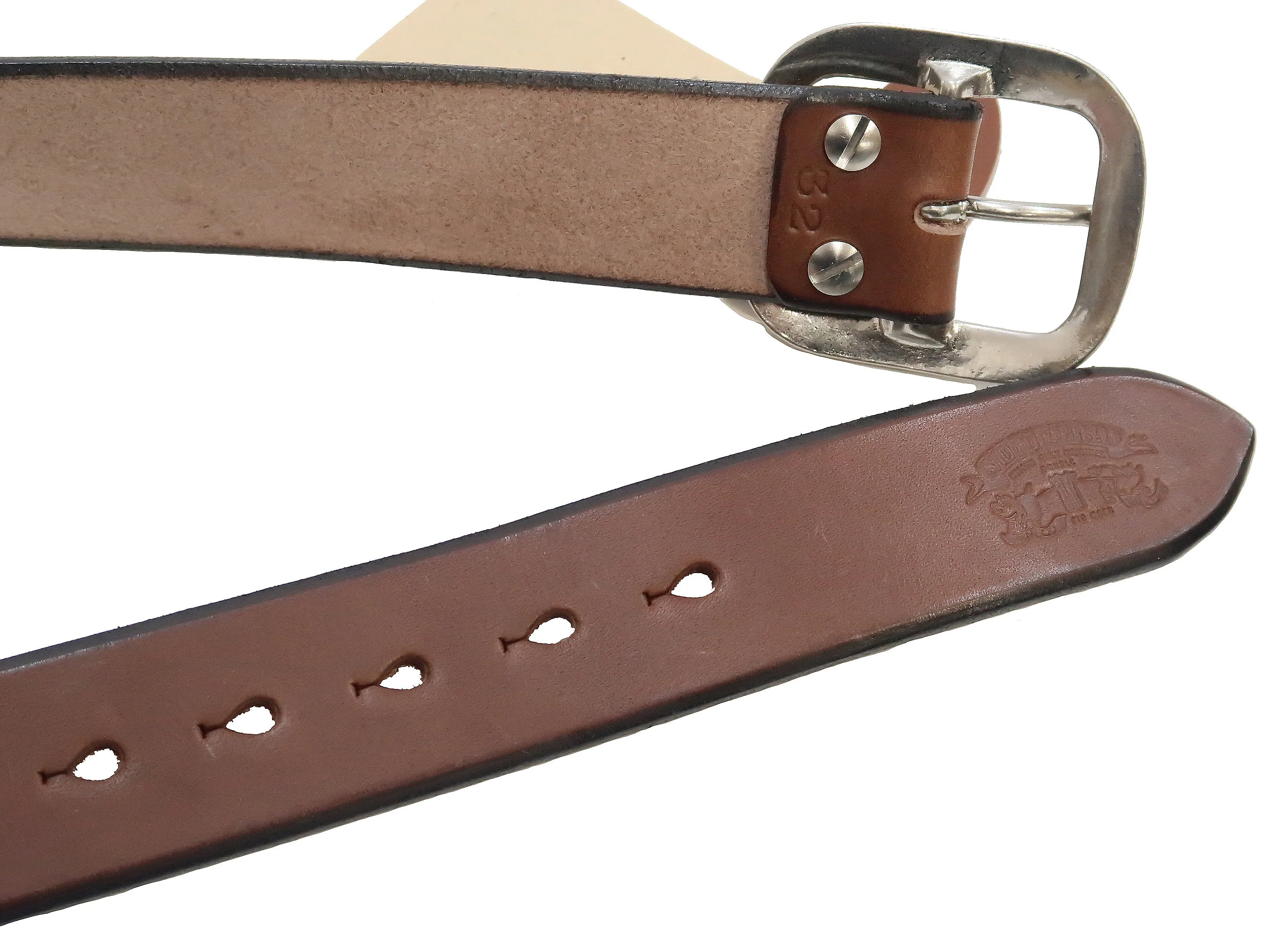 Studio D'artisan Leather Belt Men's Ccasual 38mm Wide/5mm Bend Leather with Thick Oval Buckle B-81 Brown