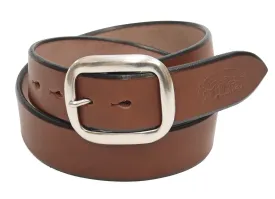 Studio D'artisan Leather Belt Men's Ccasual 38mm Wide/5mm Bend Leather with Thick Oval Buckle B-81 Brown