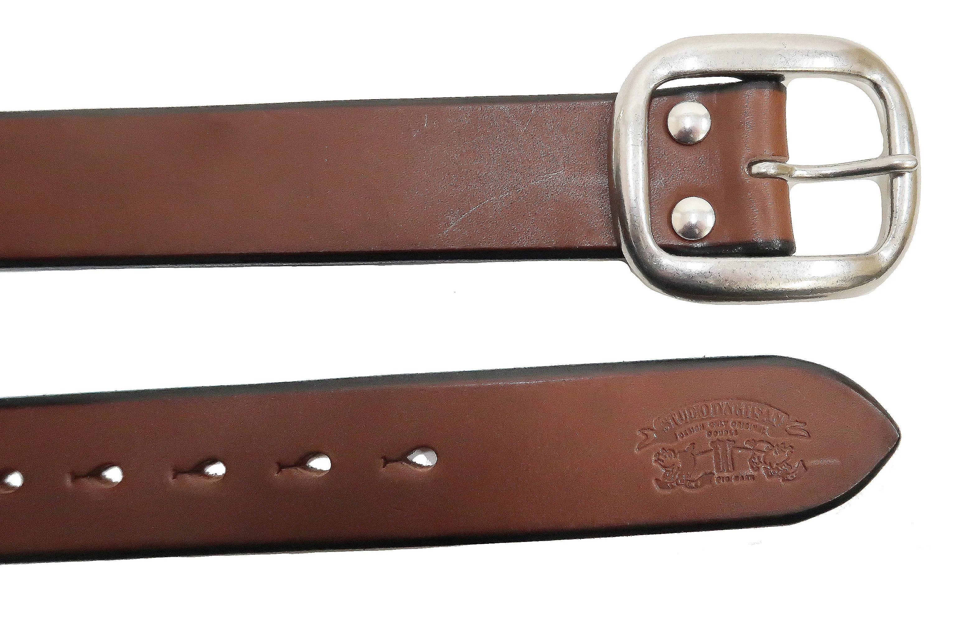 Studio D'artisan Leather Belt Men's Ccasual 38mm Wide/5mm Bend Leather with Thick Oval Buckle B-81 Brown