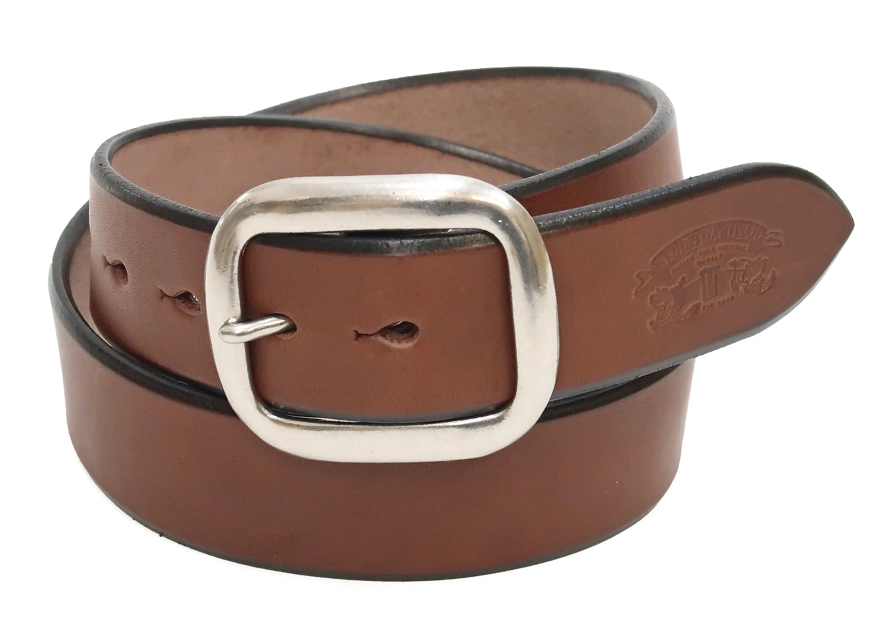 Studio D'artisan Leather Belt Men's Ccasual 38mm Wide/5mm Bend Leather with Thick Oval Buckle B-81 Brown