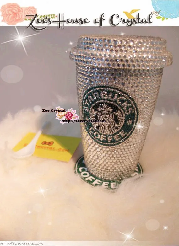 Stylish Bling Crystallized STARBUCKS Ceramic Mug / Cup