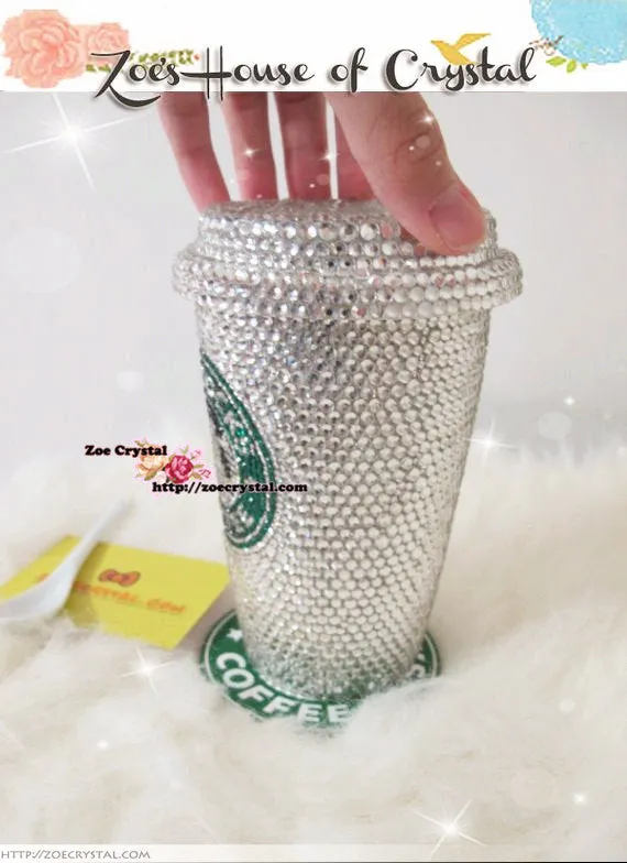 Stylish Bling Crystallized STARBUCKS Ceramic Mug / Cup