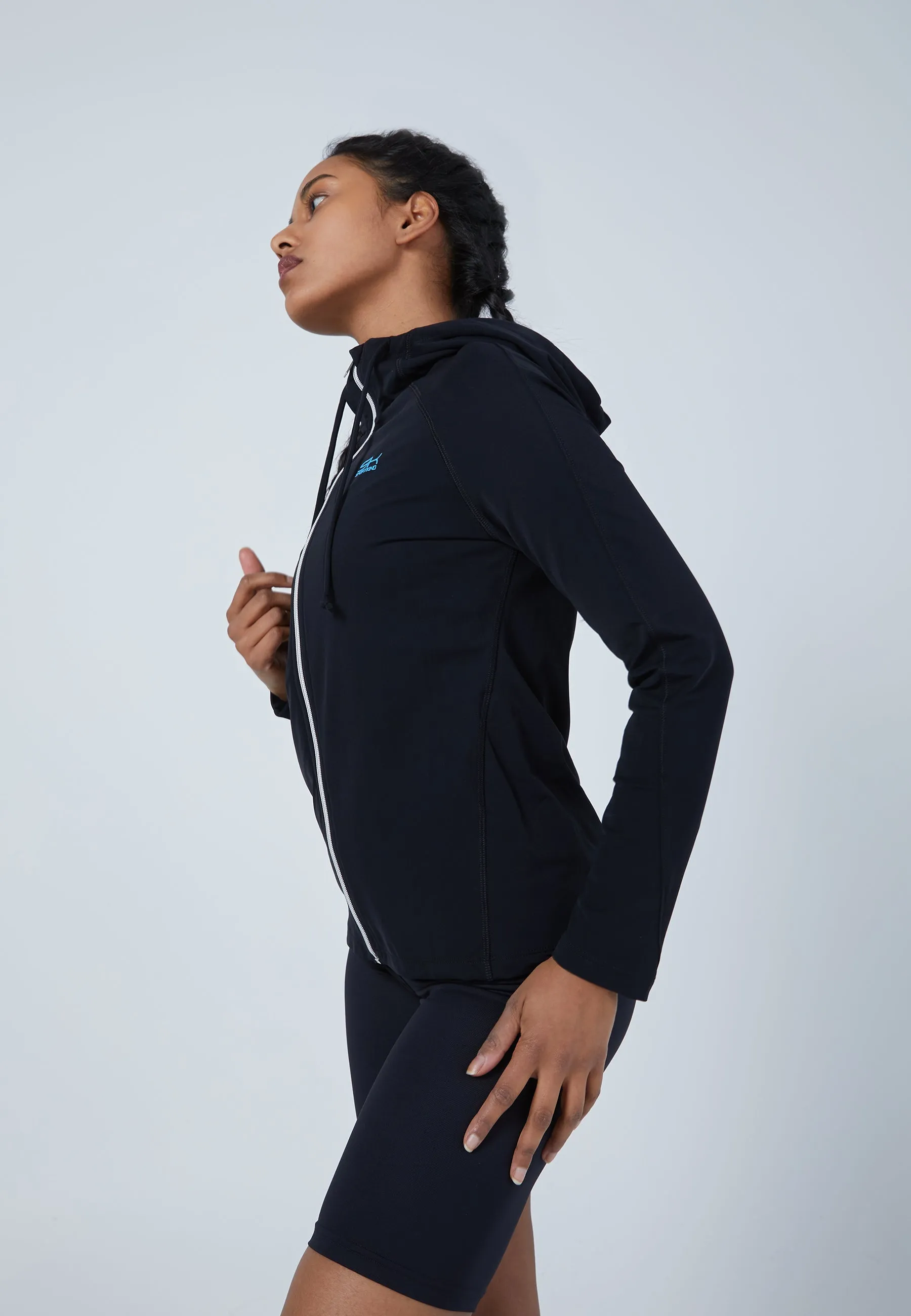 Tennis Hooded Jogger Tracksuit Top, black