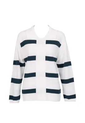 Textured Striped Collar Knit Top