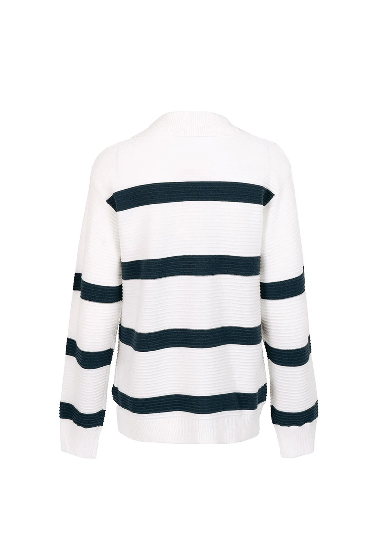 Textured Striped Collar Knit Top