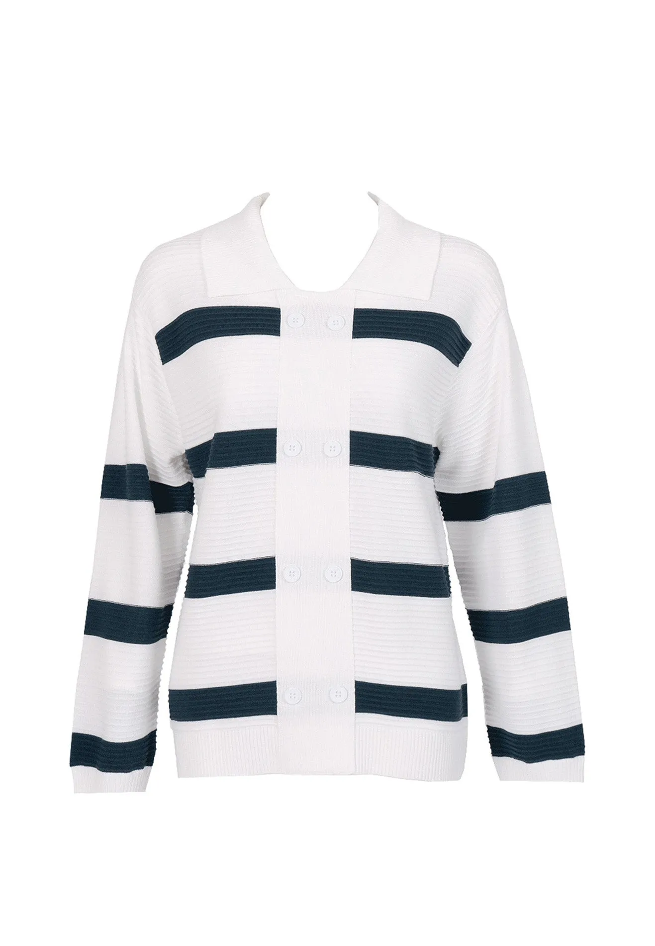 Textured Striped Collar Knit Top