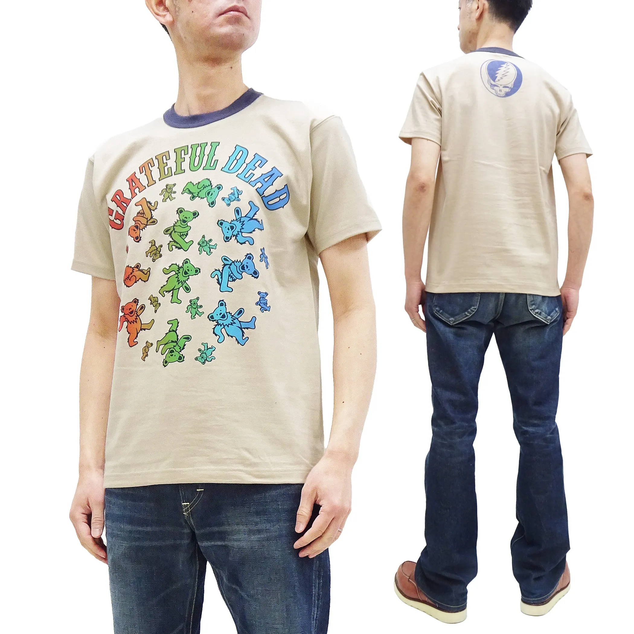 TOYS McCOY T-Shirt Men's Grateful Dead Dancing Bears Short Sleeve Loopwheel Tee TMC2314 041 Faded-Beige