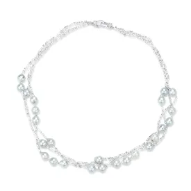 Triple Layer Silver Blue Seawater Akoya Pearl Necklace