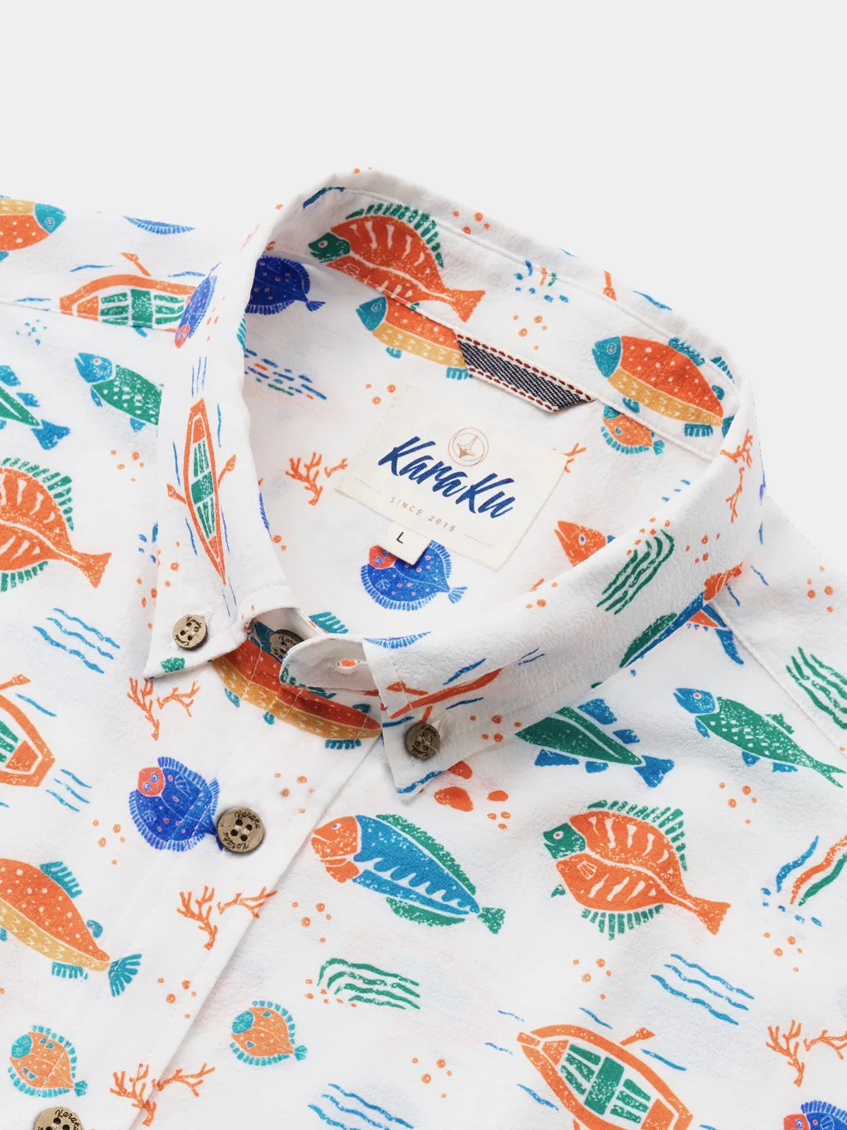 Tropical Vibes Cartoon Fish Seersucker Shirt