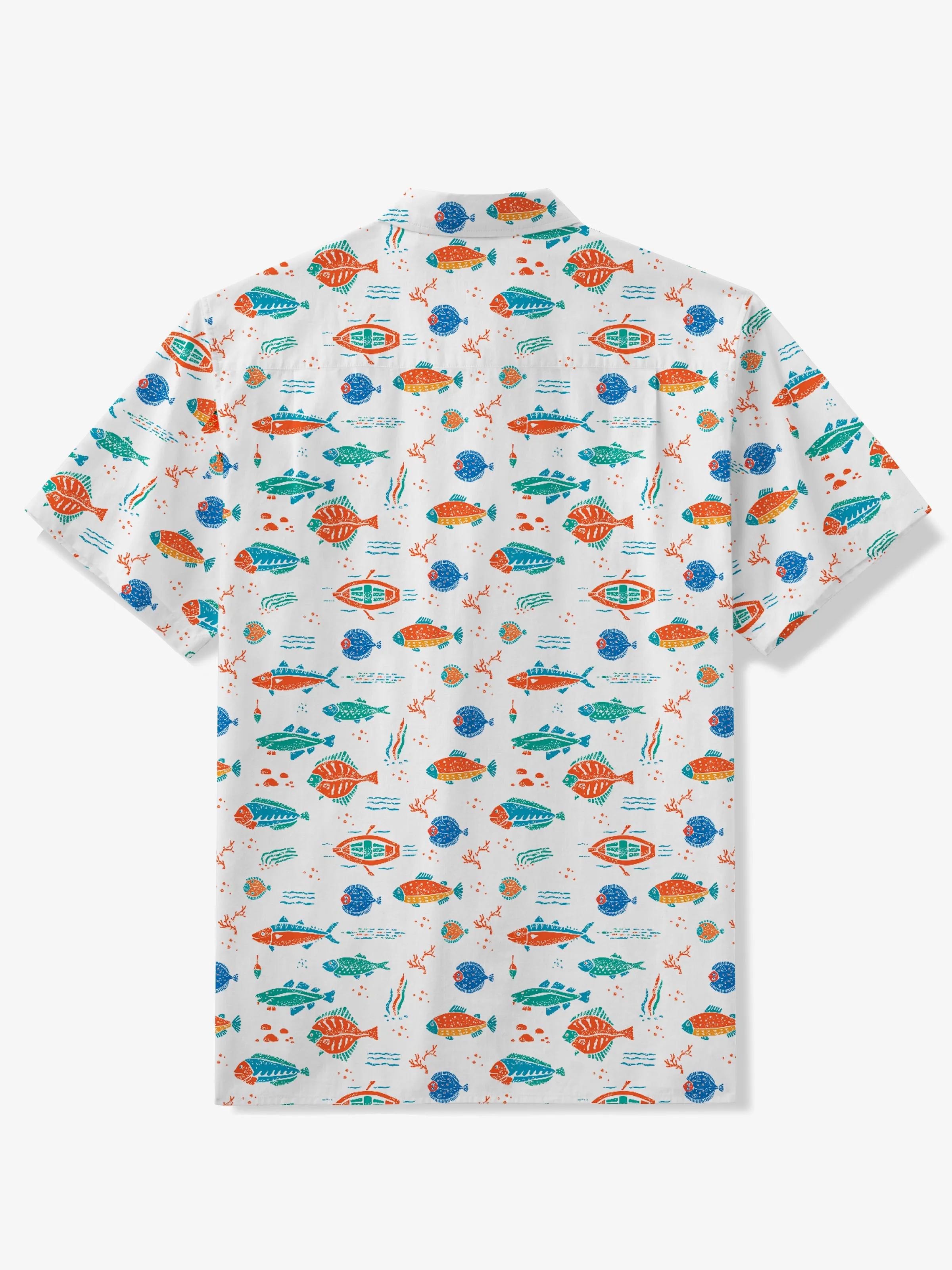 Tropical Vibes Cartoon Fish Seersucker Shirt