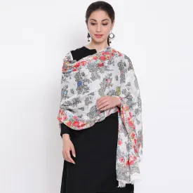 Vanya Grey Printed Stole