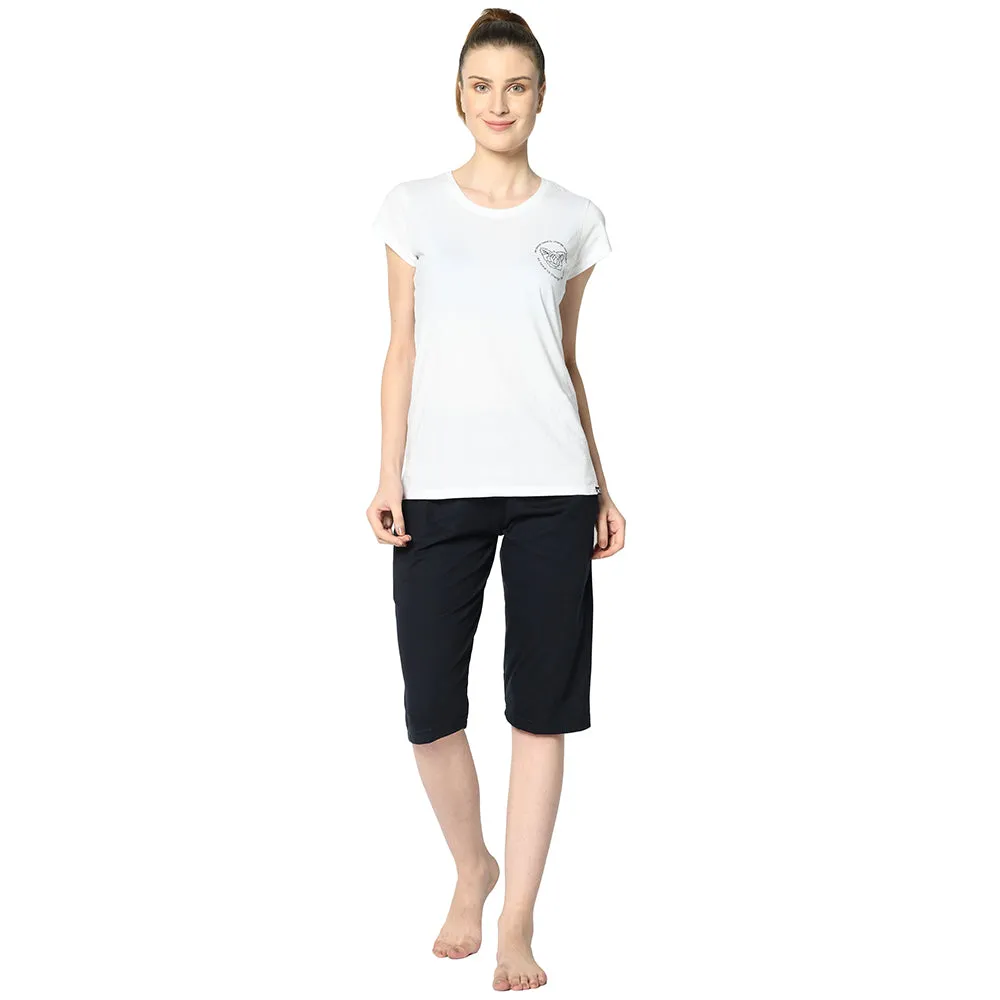 Vimal Jonney Blue 3/4th Capri For Women's