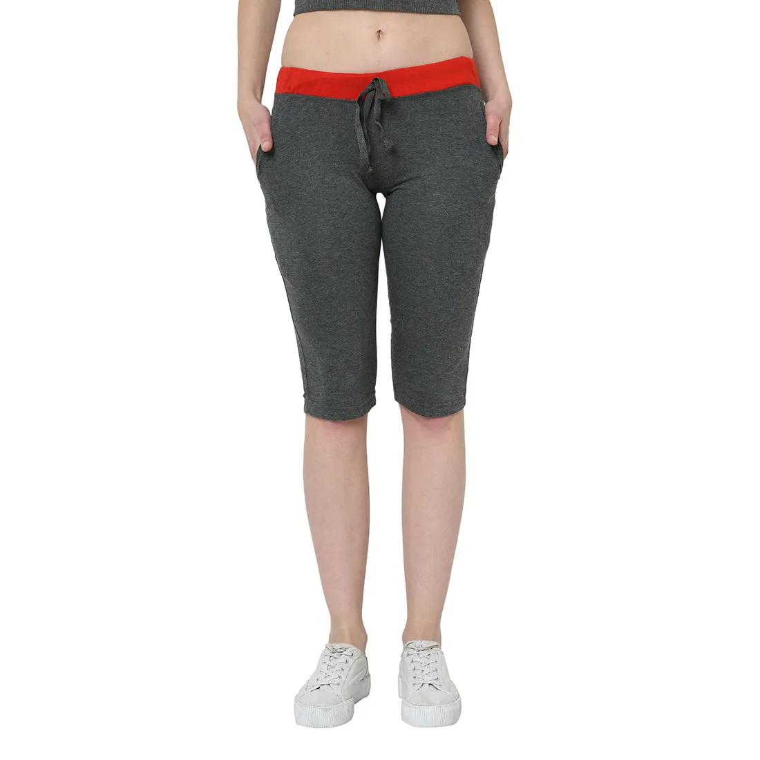 Vimal Jonney Grey 3/4th Capri For Women's