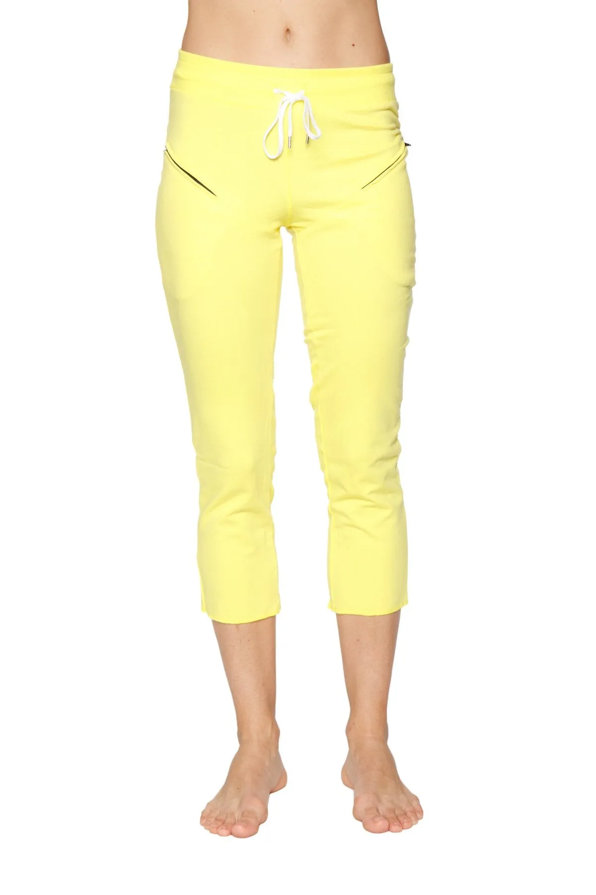 Women's 4/5 Length Zipper Pocket Capri Yoga Pant (Tropic Yellow)