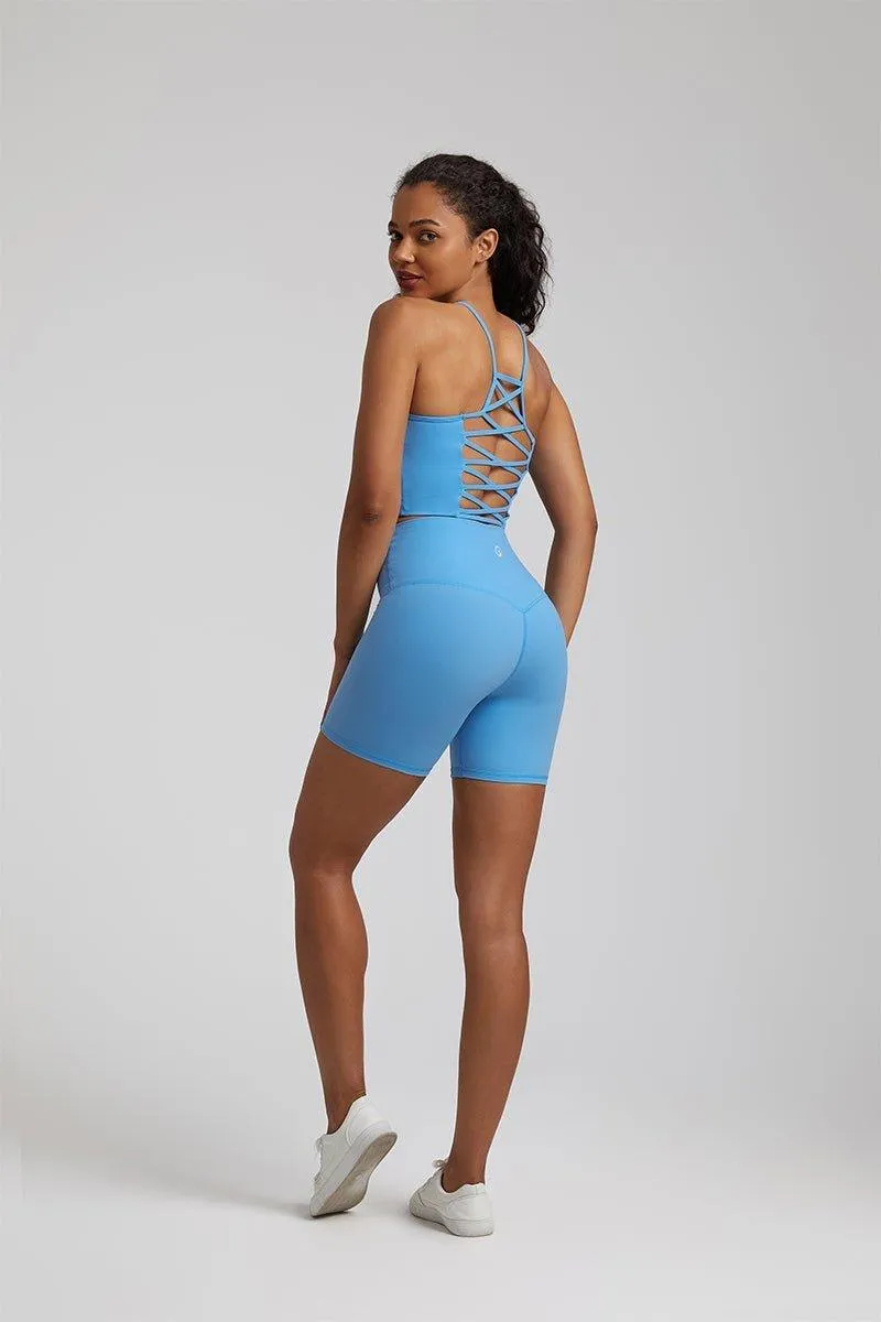 Women's High-Waist Shorts Set with Spaghetti Strap Vest - GFIT 2.0 Activewear