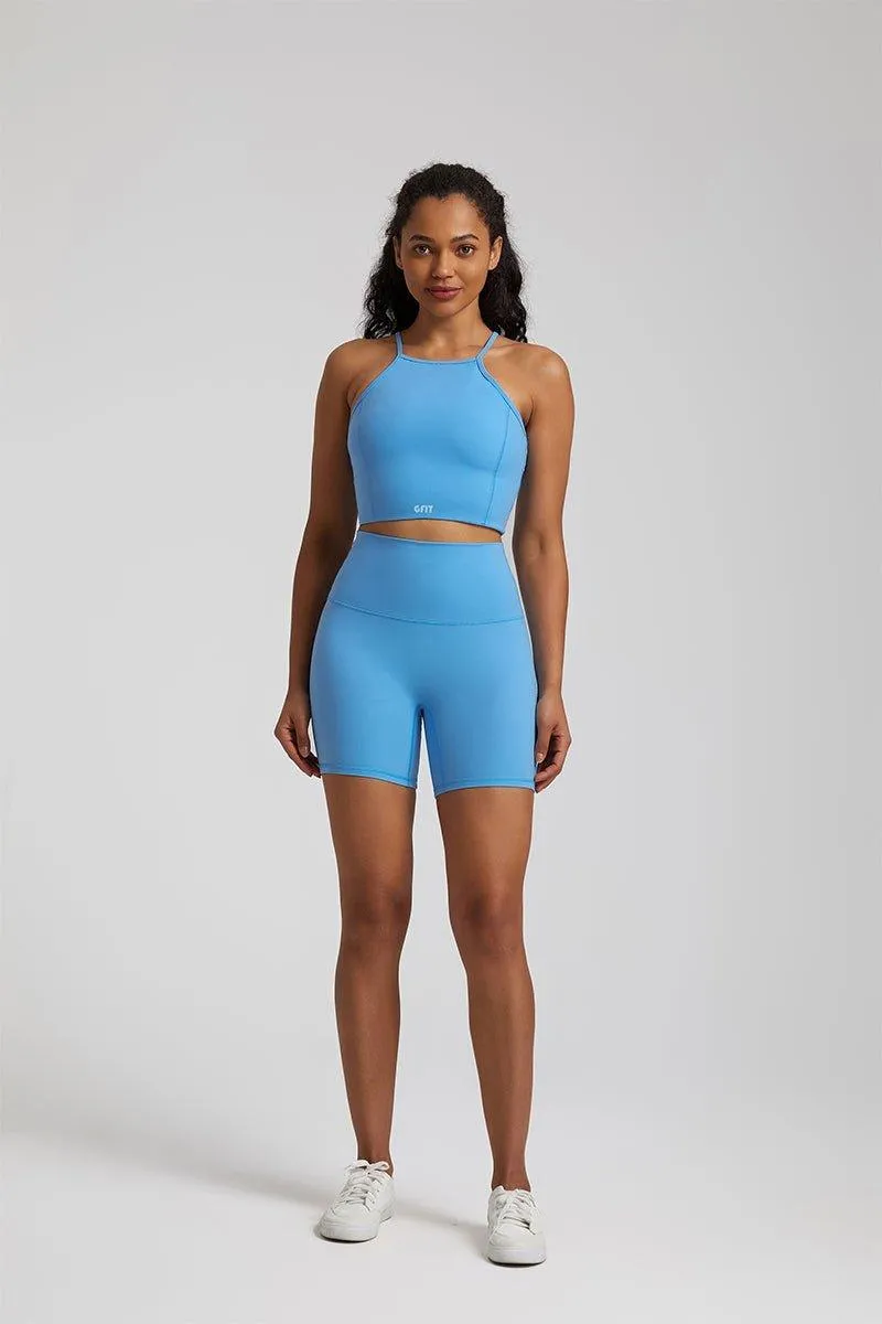 Women's High-Waist Shorts Set with Spaghetti Strap Vest - GFIT 2.0 Activewear